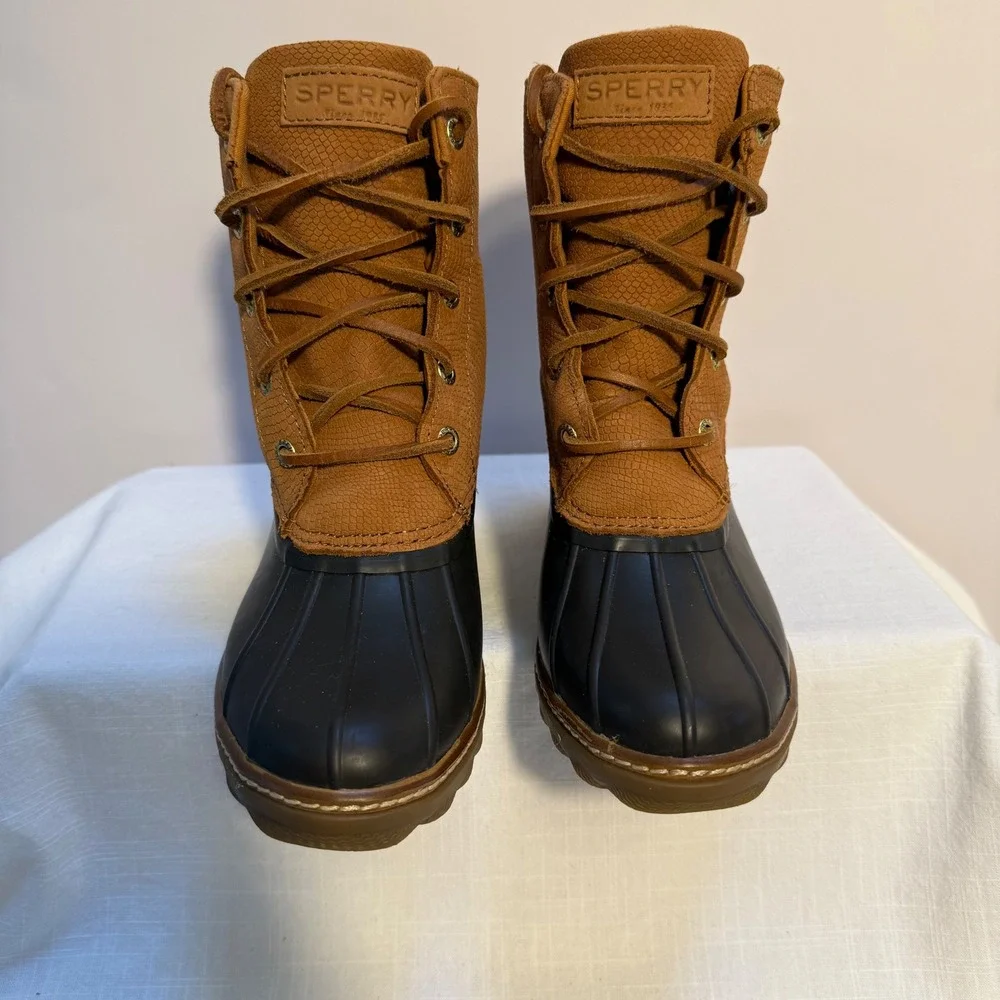 Sperry Top Sider‎ Women's Boots Duck Boots Tan Leather Black Rubber Size 6.5